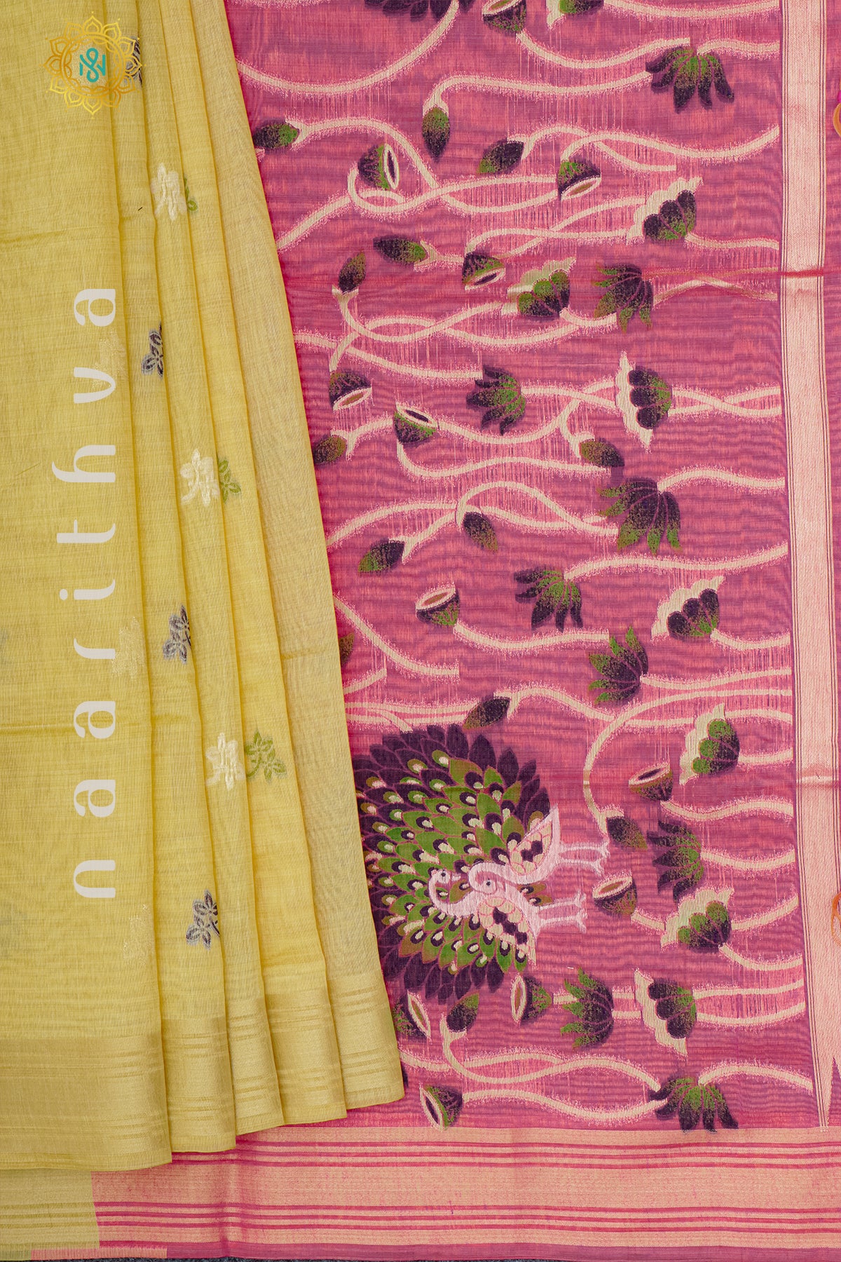 YELLOW WITH PINK - MOONGA COTTON