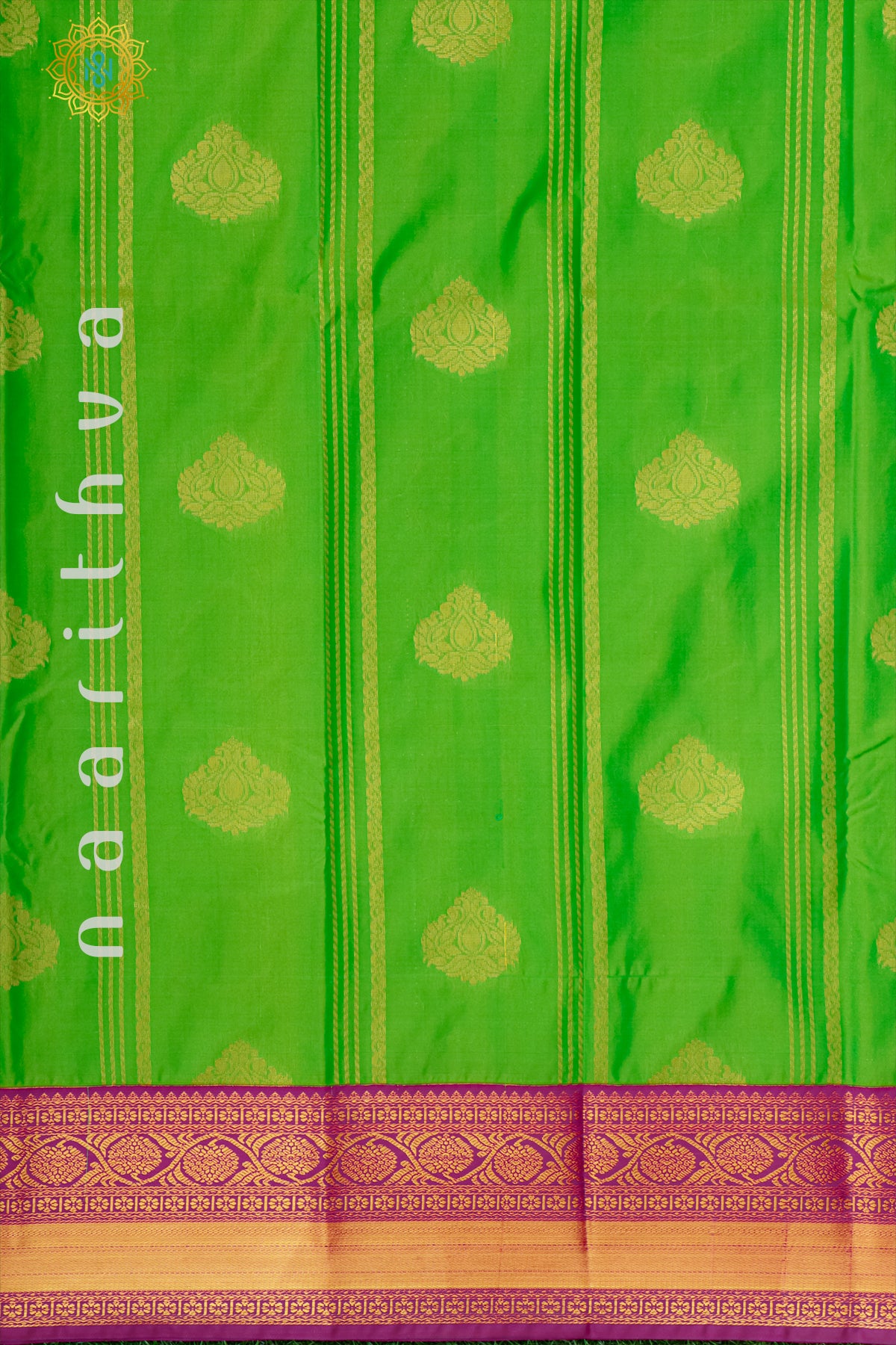 PARROT GREEN WITH PINK - SEMI KANCHI