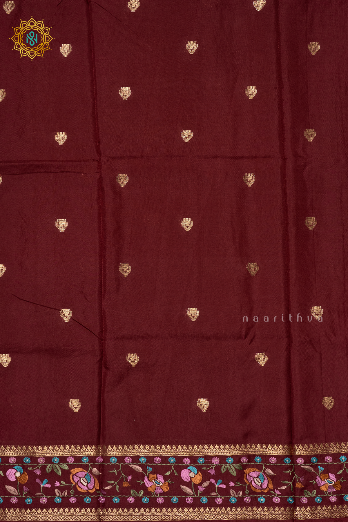 BROWN - SEMI CREPE SILK WITH EMBROIDERY