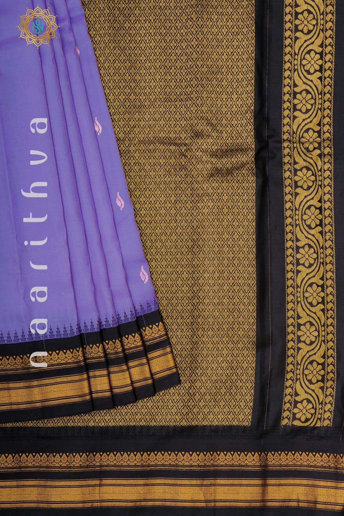 LAVENDER WITH BLACK - PURE GADWAL SILK