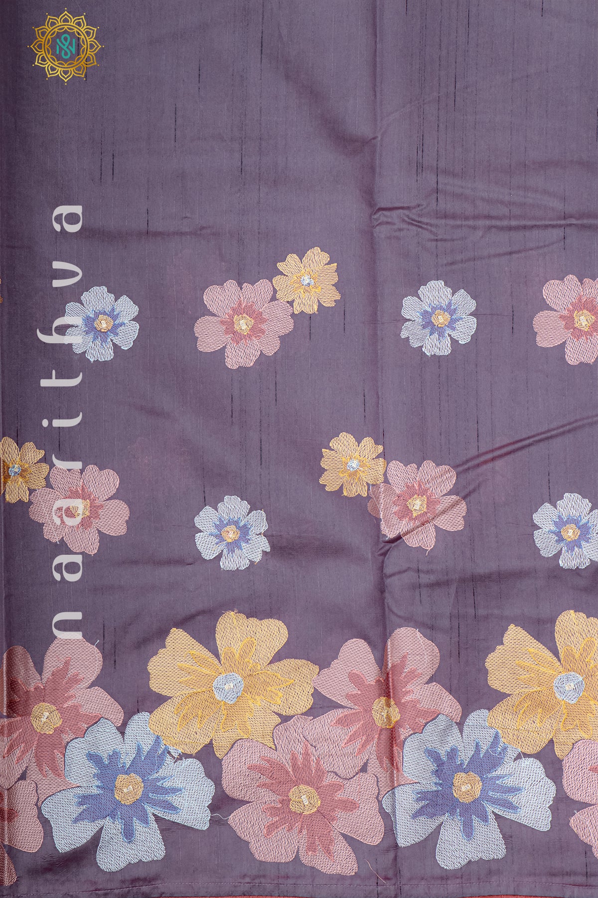 LAVENDER - SEMI TUSSAR SILK WITH EMBROIDER