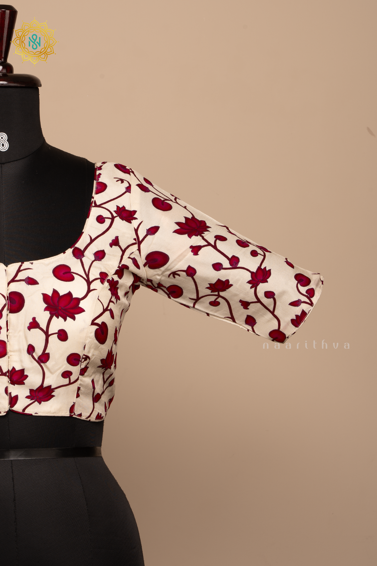White - Dola Silk Readymade Blouse Allover Prints On the Body