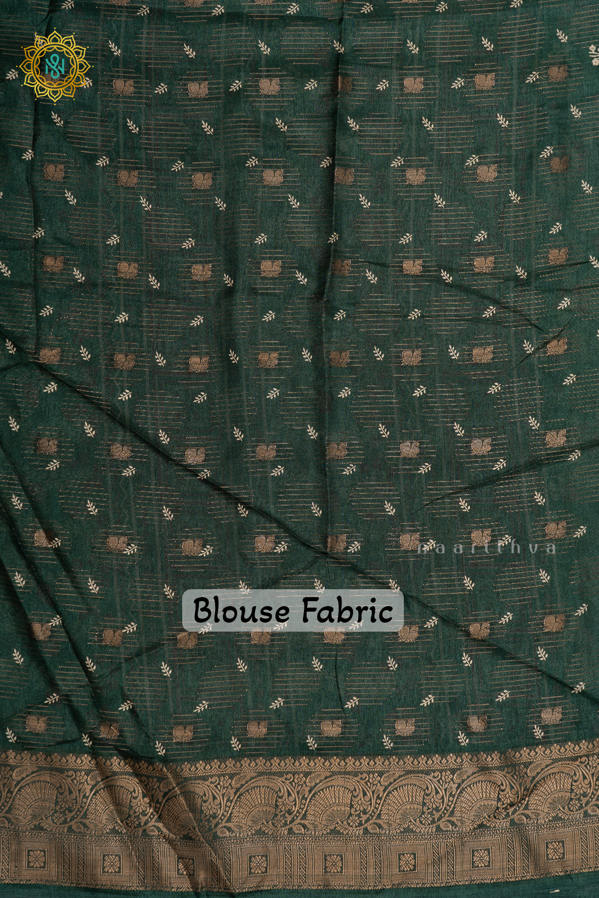 GREEN - DOLA SILK SAREE WITH PRINTED BODY AND ZARI BORDER