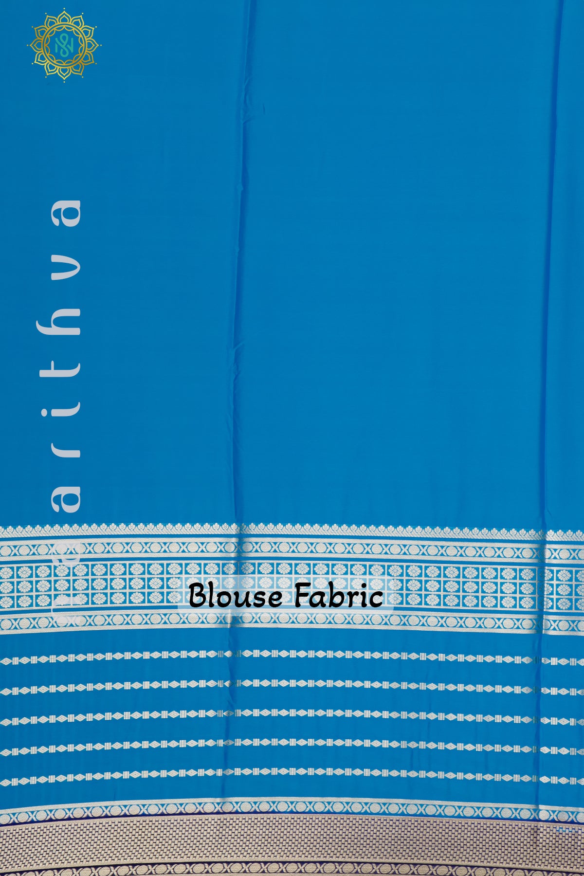 BOTTLE GREEN WITH SKY BLUE & NAVY BLUE - SEMI MYSORE CREPE SILK