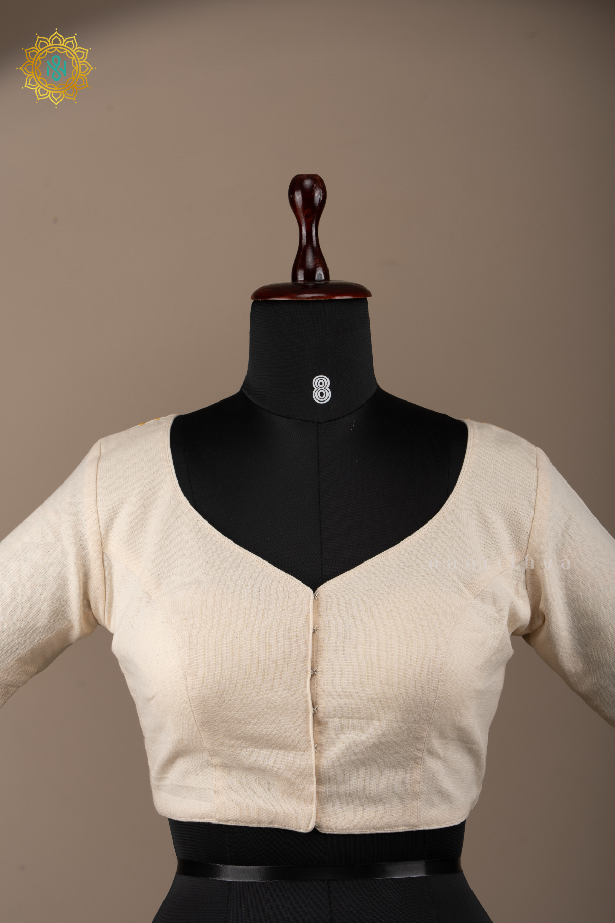 OFF WHITE - LINEN READY MADE BLOUSE WITH HAND EMBROIDERY