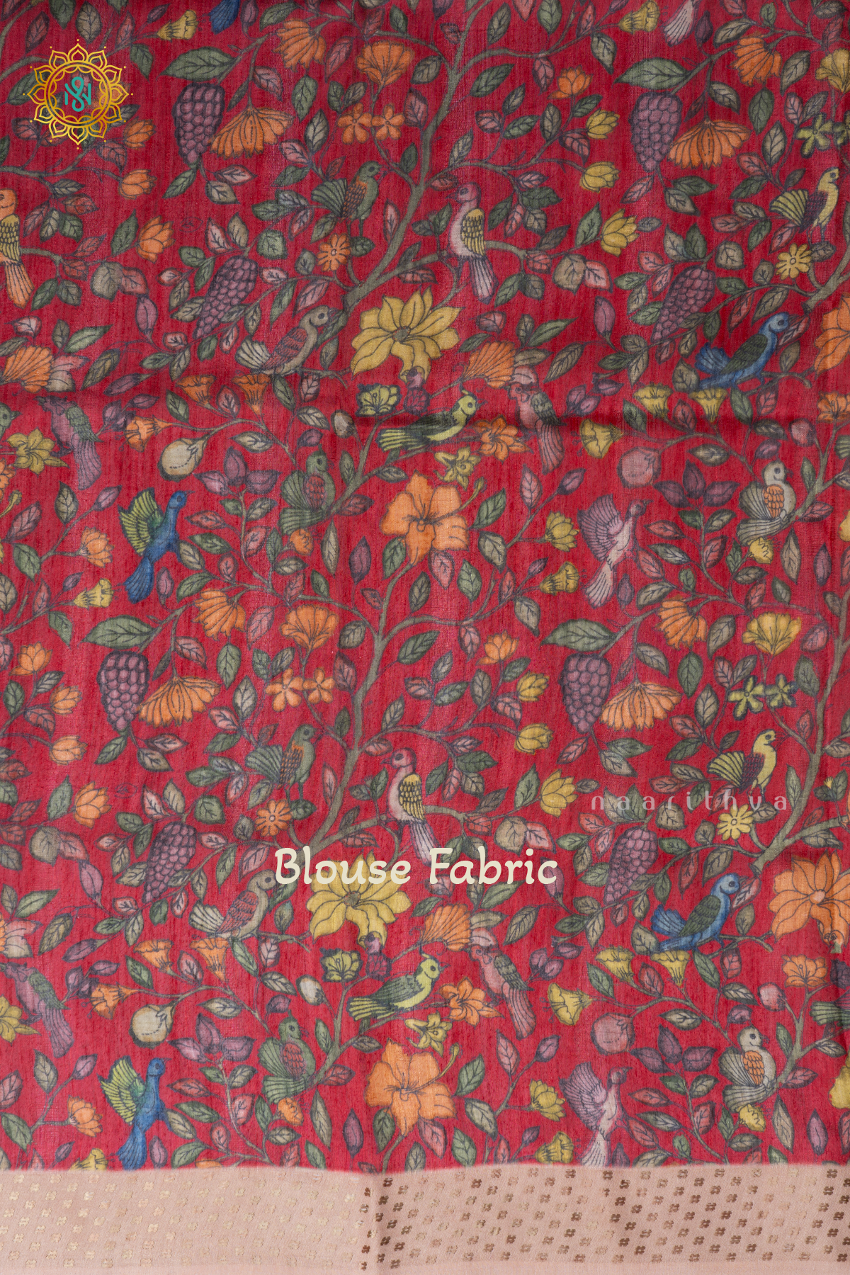 Light Yellow With Dark Peach Semi Cotton Tussar Saree with Contrast Border & Kalamkari Printed Pallu