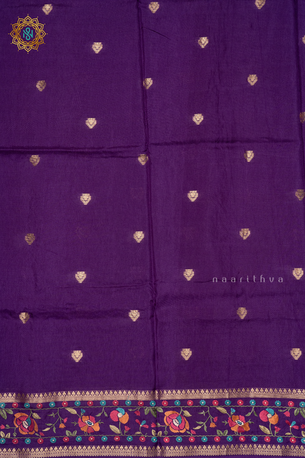 PURPLE - SEMI CREPE SILK WITH EMBROIDERY