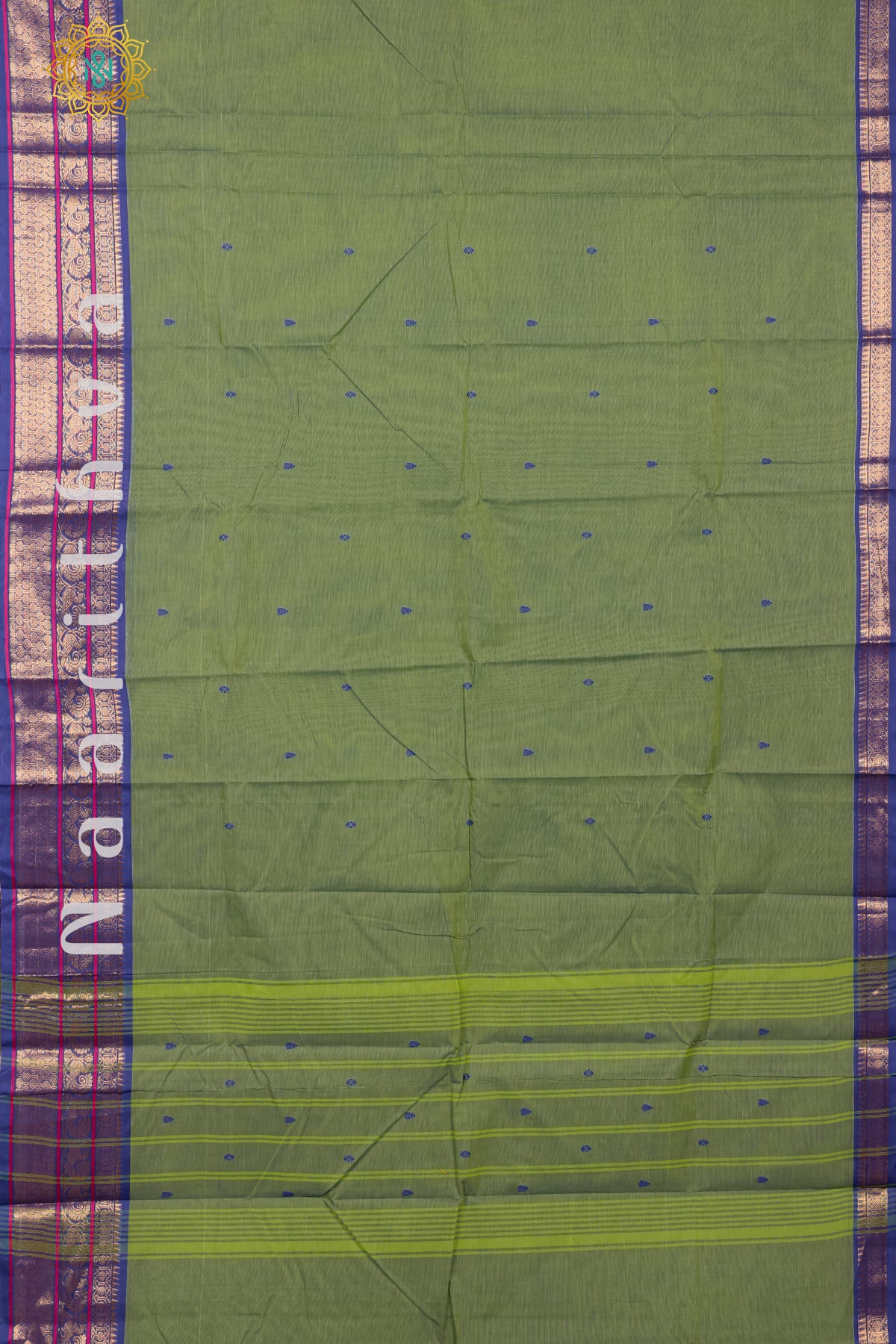 GREEN WITH BLUE - CHETTINAD COTTON