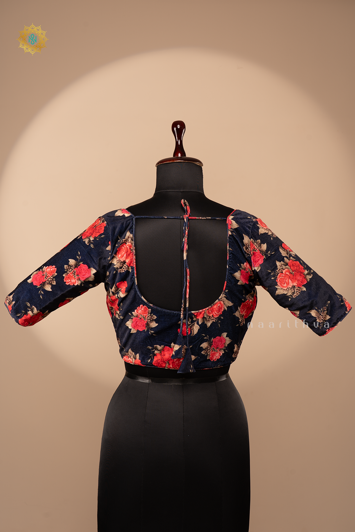 NAVY BLUE - VELVET READYMADE BLOUSE DIGITAL PRINTS