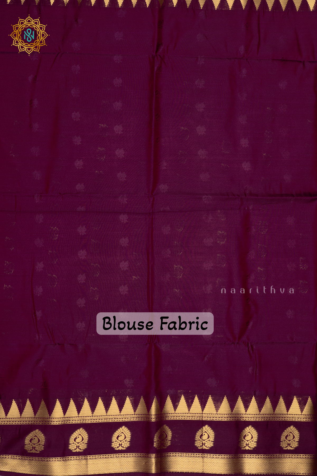 RED WITH PURPLE - SEMI SOFT SILK SAREE ALLOVER ZARI BUTTAS AND CONTRAST TEMPLE RISING GAP BORDER