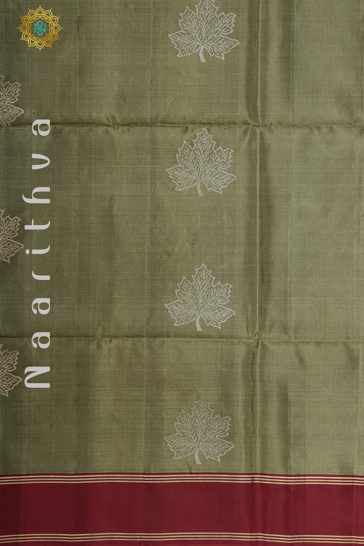 OLIVE GREEN WITH MAROON - PURE KANJIVARAM SOFT SILK