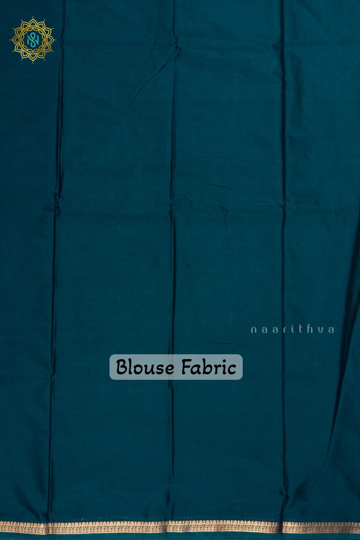 Peacock Blue Semi Mysore Crepe Silk with Plain Body and Zari Border
