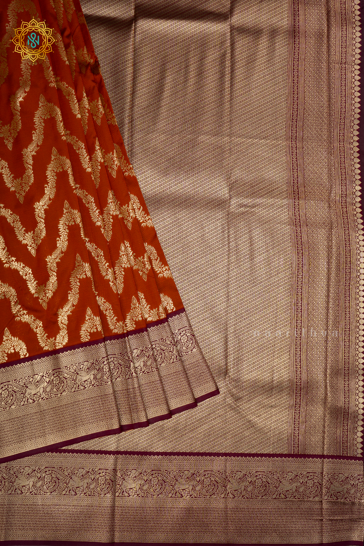 PRE BOOKING RUST ORANGE WITH BROWN - SEMI KANCHI