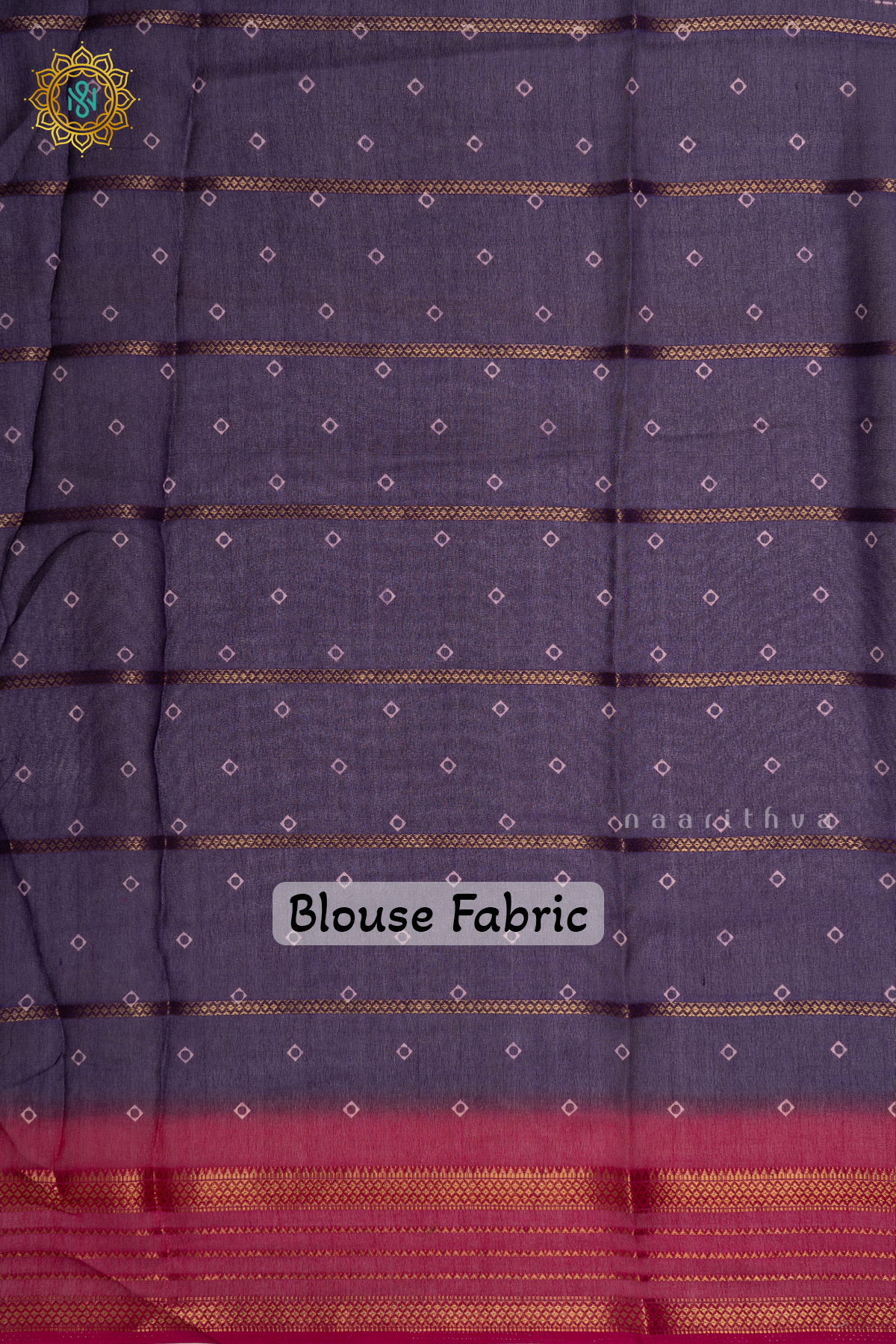 Purple With Pink Semi Georgette Saree With Zari Stripes & Prints On The Body With Contrast Zari Border