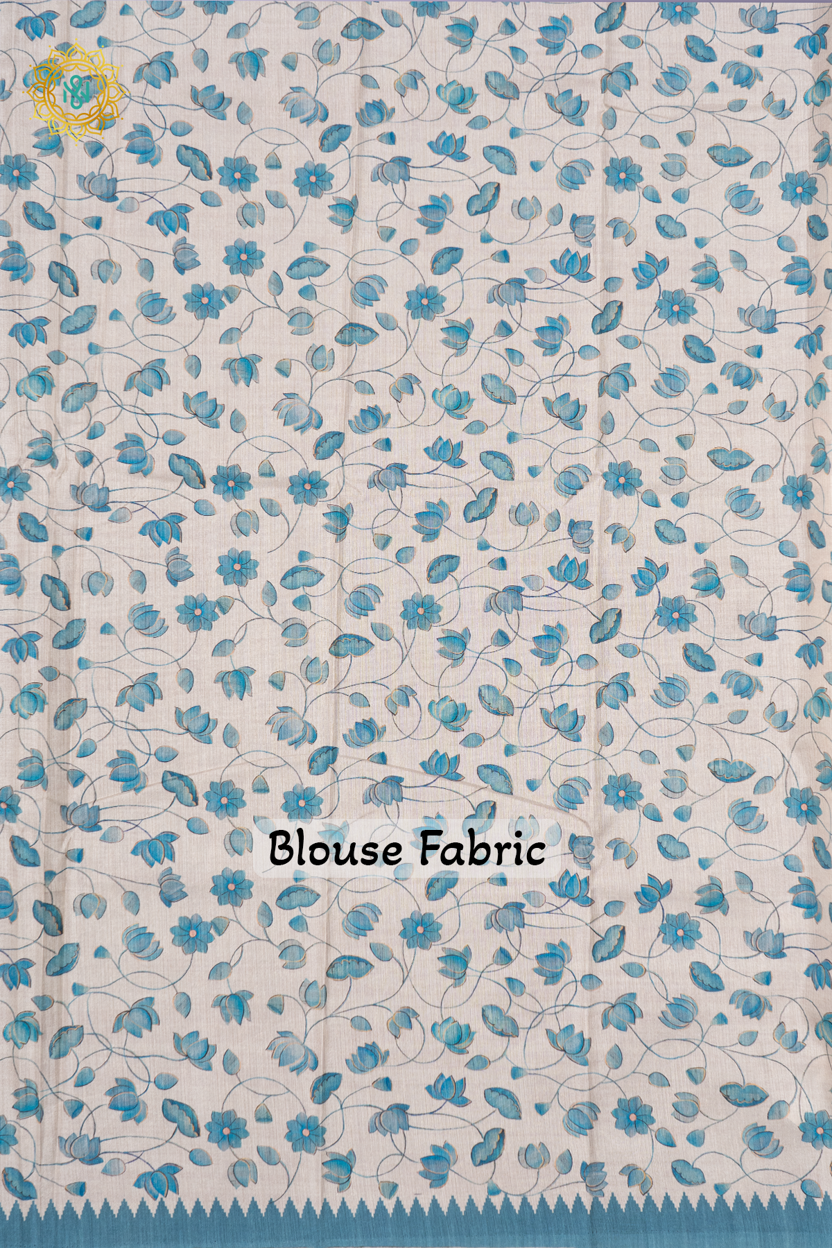 OFF WHITE WITH AQUA BLUE - SEMI TUSSAR SILK