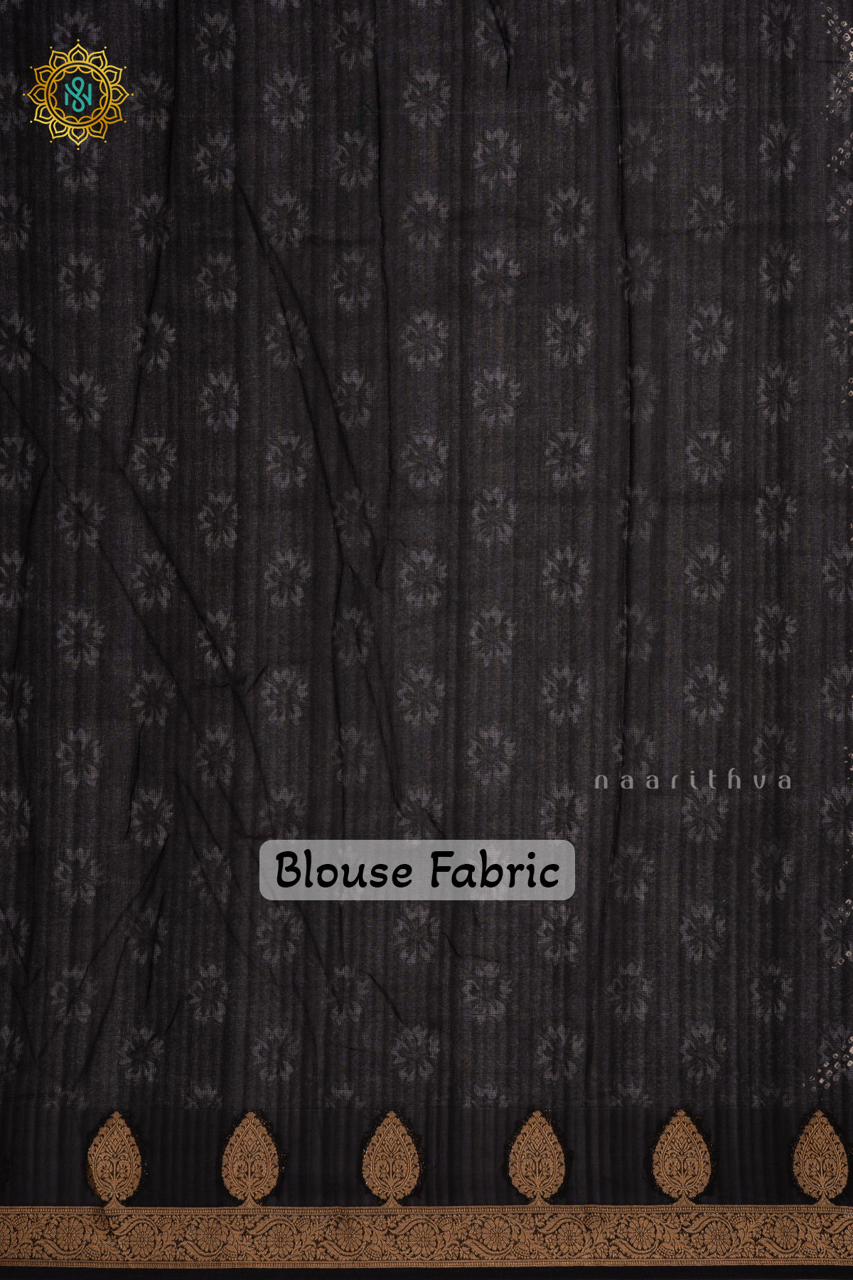 BLACK - SEMI GEORGETTE ALLOVER BANDHANI PRINTED BODY WITH ZARI BORDER