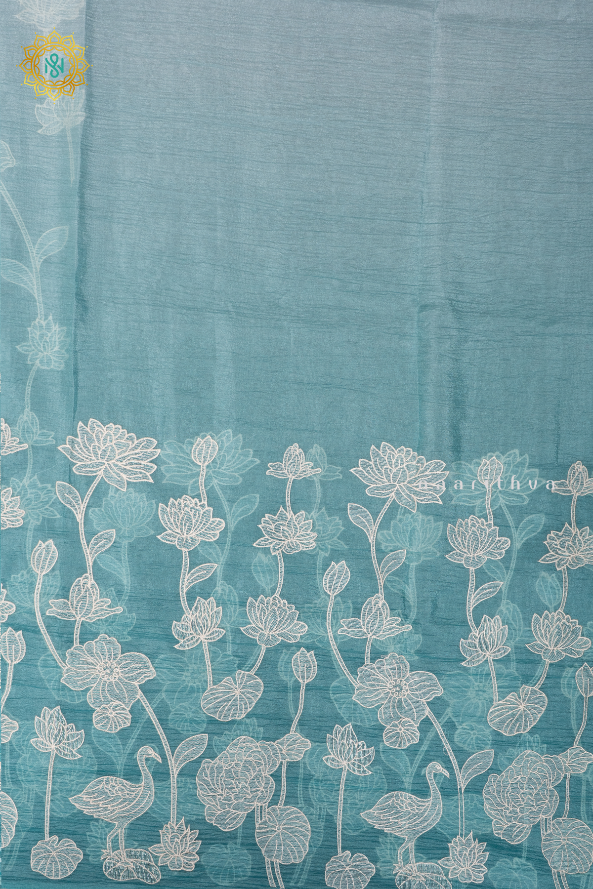 SKY BLUE - CRUSH TISSUE WITH EMBROIDERY