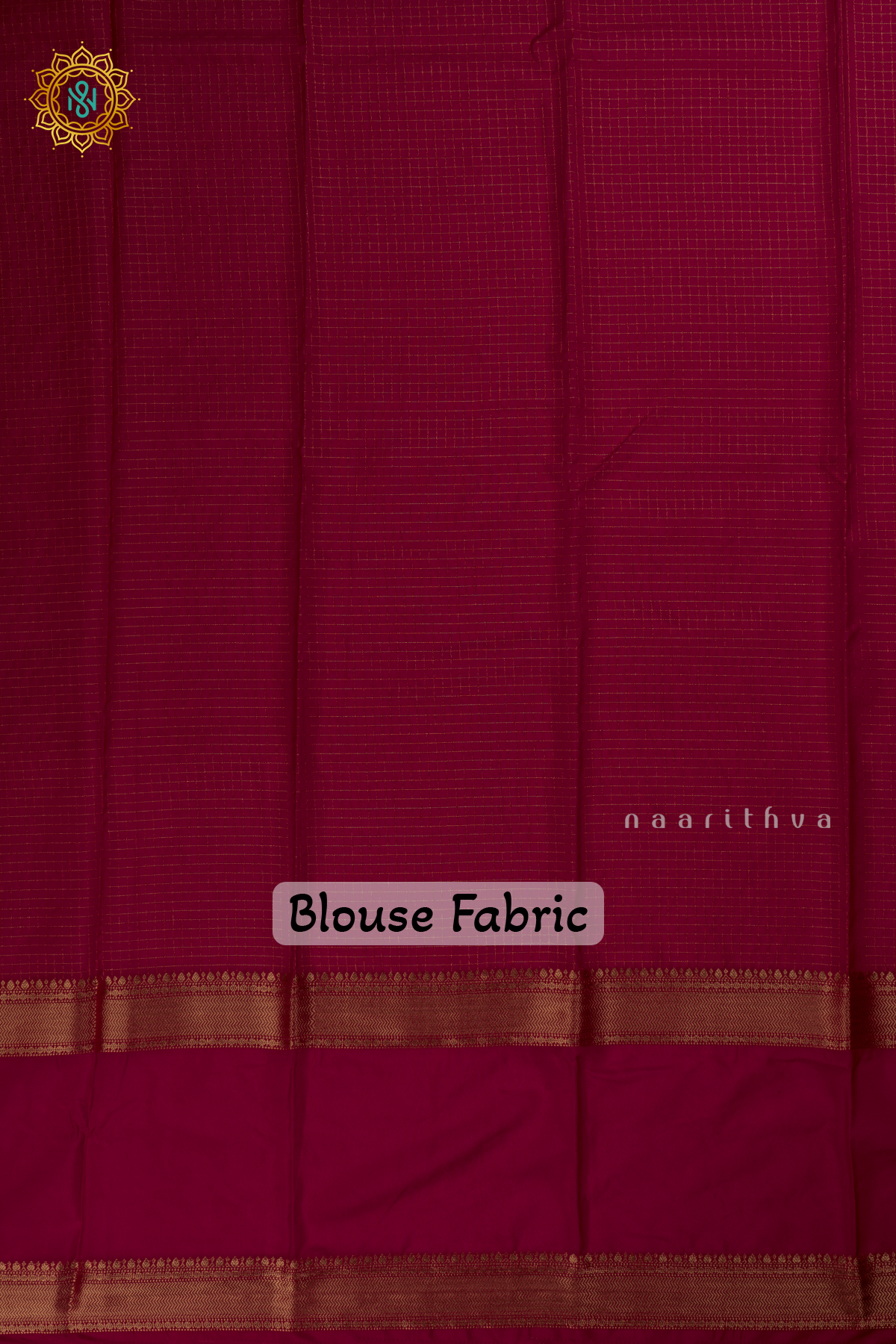 Purple with Rani Pink Semi Mysore Crepe Silk Saree with All-Over Zari Checks and Buttas and a Contrast Zari Gap Border