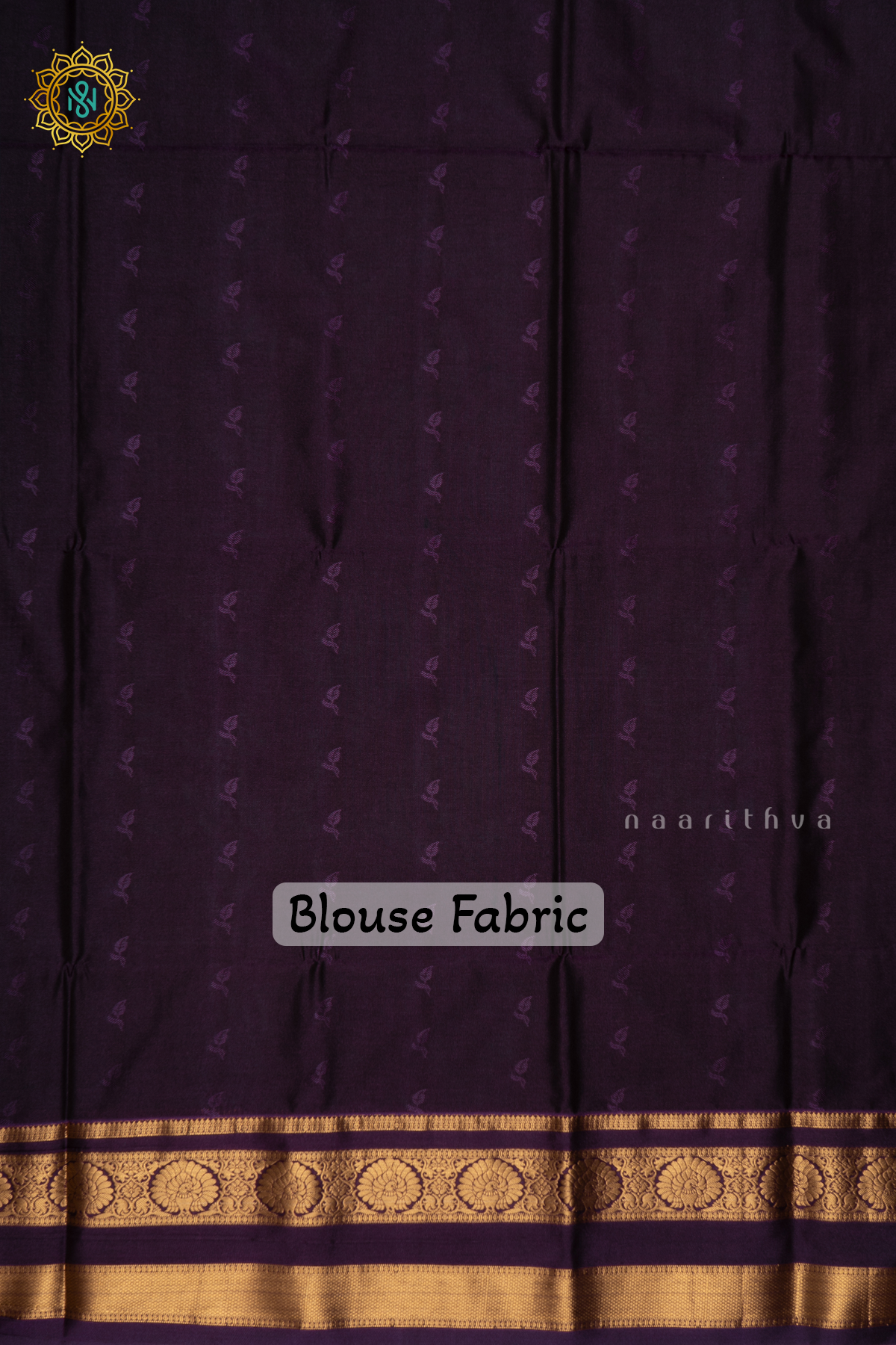 PEACOCK GREEN WITH PURPLE - SEMI KANCHI SAREE ALLOVER ZARI BUTTAS AND CONTRAST GAP BORDER