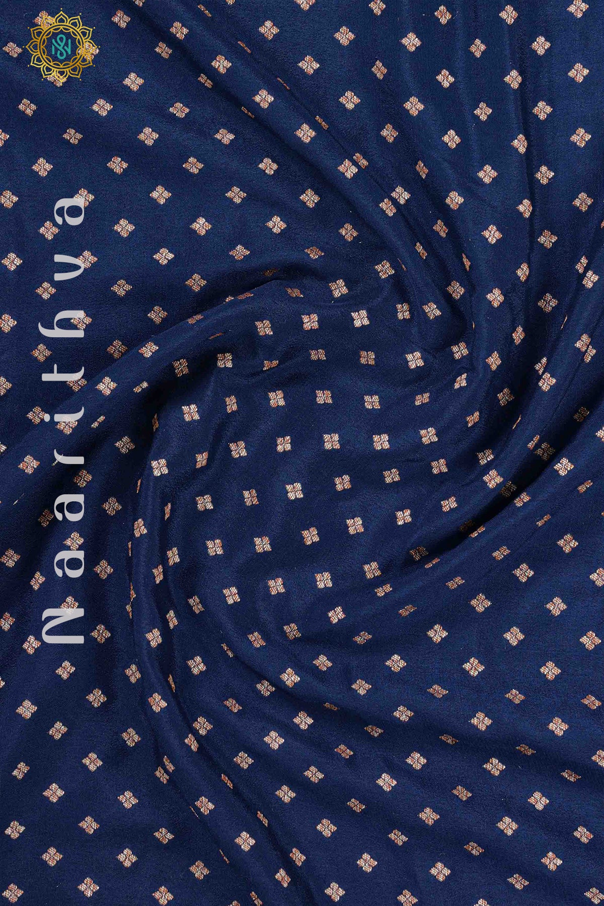 NAVY BLUE - PURE BANARASI CREPE SILK