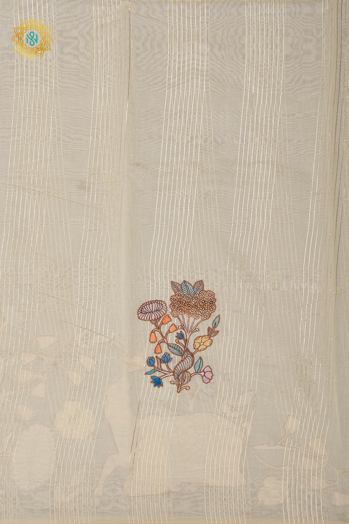 OFF WHITE - CHANDERI COTTON WITH APPLIQUE WORK