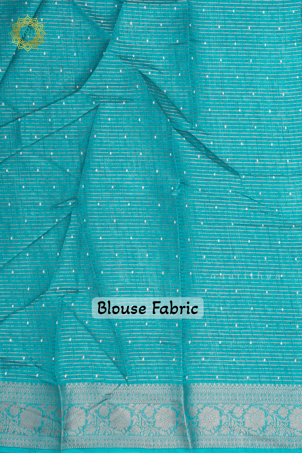 Sky Blue Dola Silk Saree With Allover Printed Buttas And Zari Stripes With Zari Border