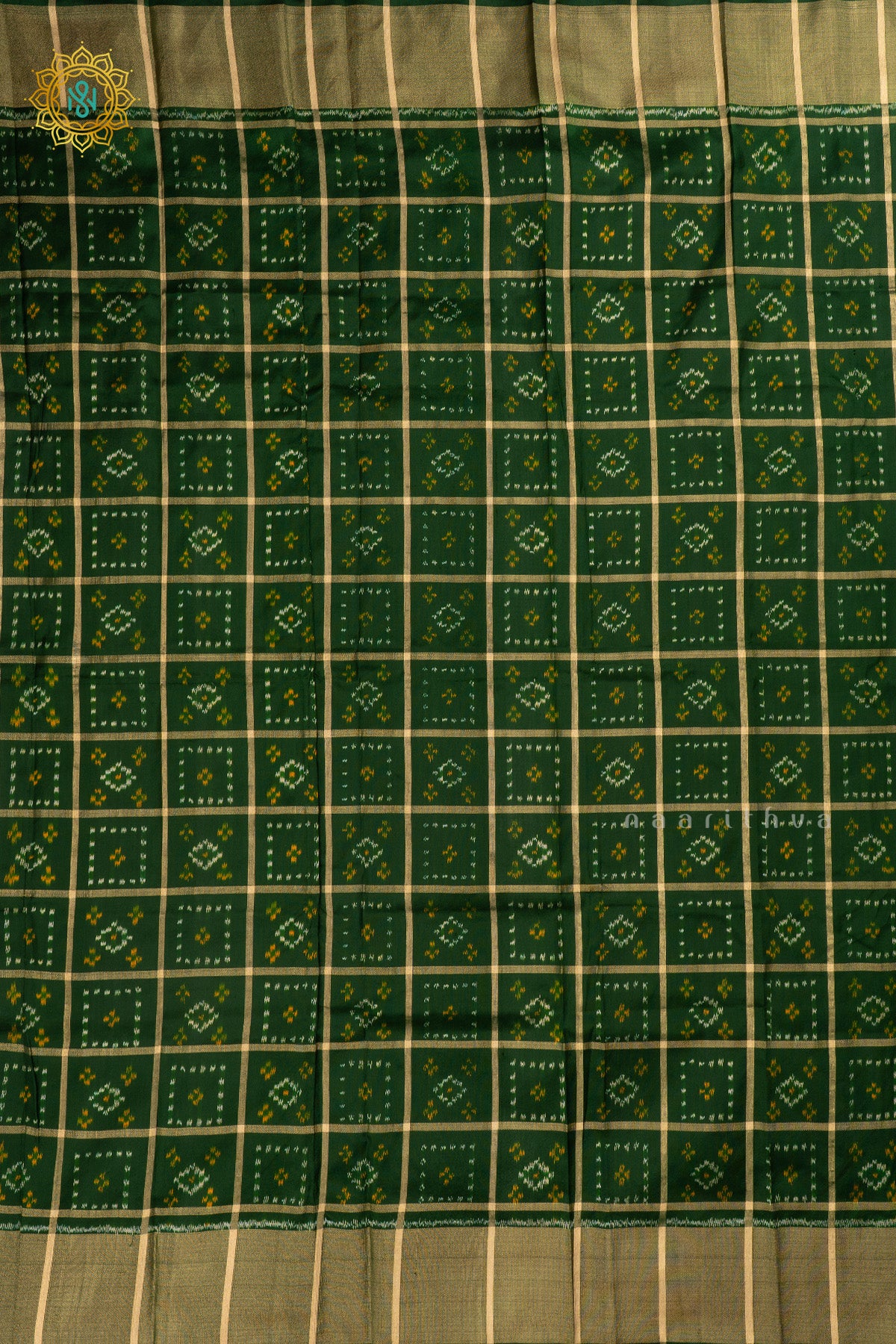 Green Ikkat Pure Silk Bit All-Over Ikat-Woven Body