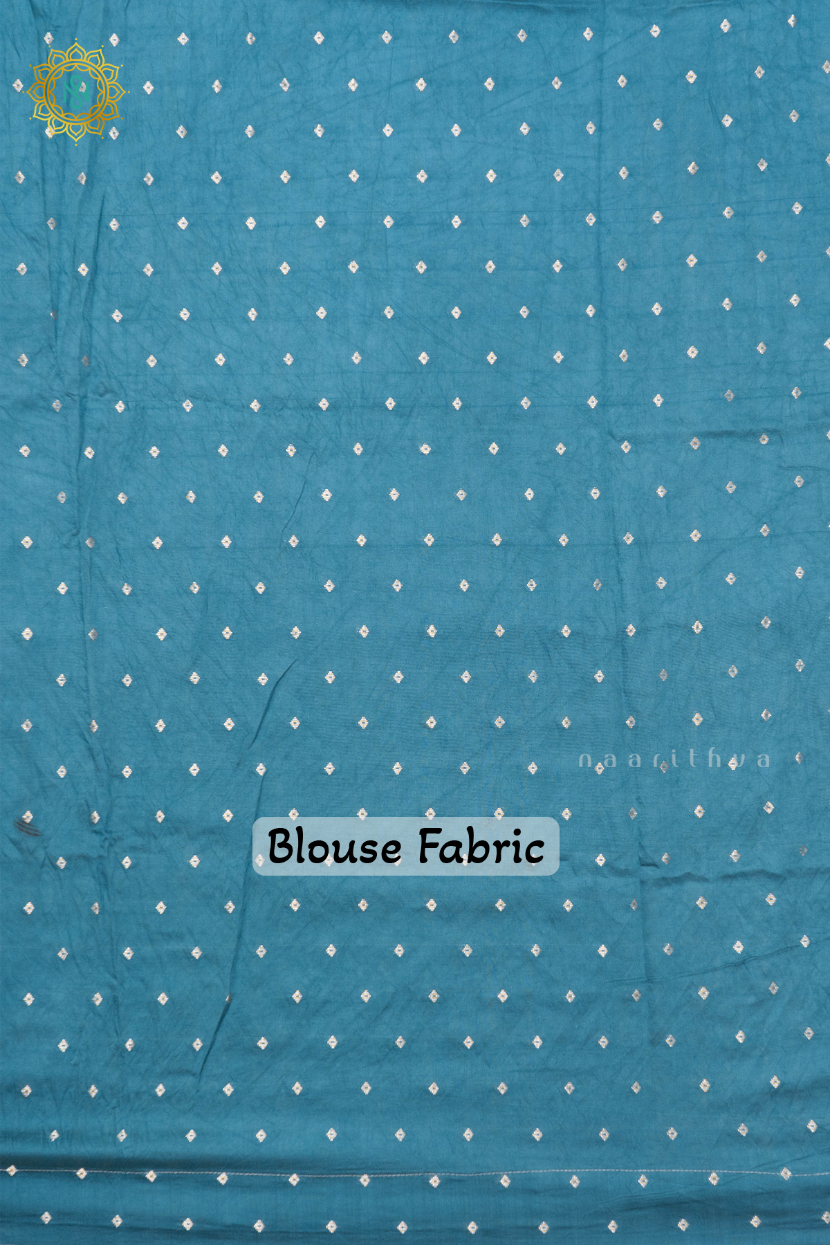 WHITE WITH SKY BLUE - SEMI CREPE SILK