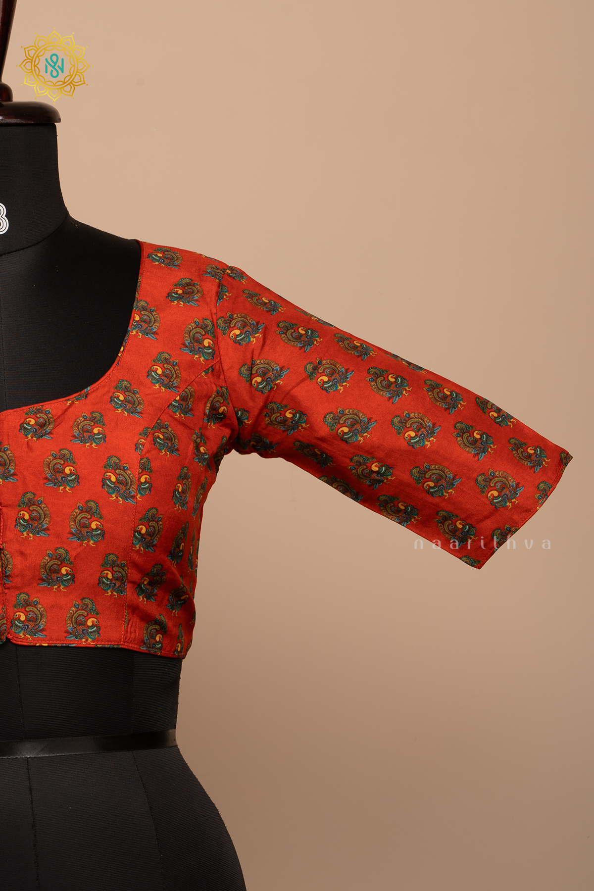 Orange - Dola Silk Readymade Blouse Allover Prints On the Body