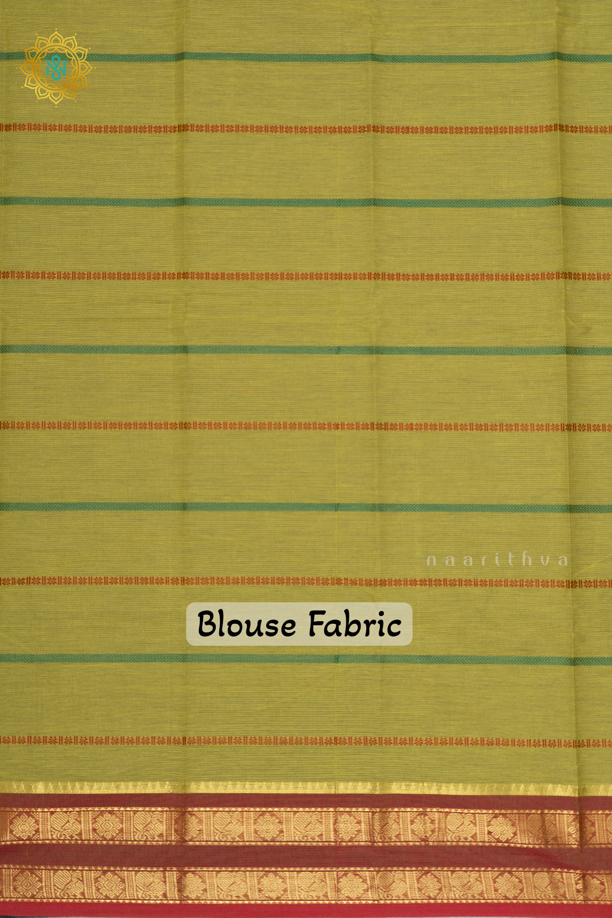 LIME GREEN WITH RED - CHETTINAD COTTON