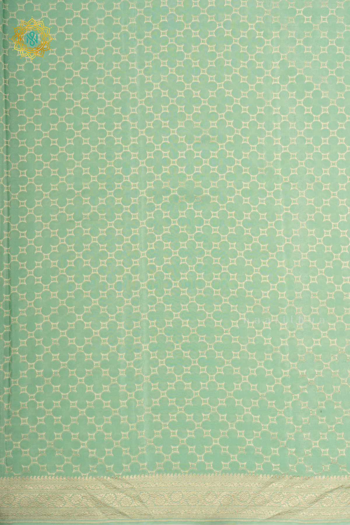 AQUA GREEN - PURE BANARASI CREPE SILK