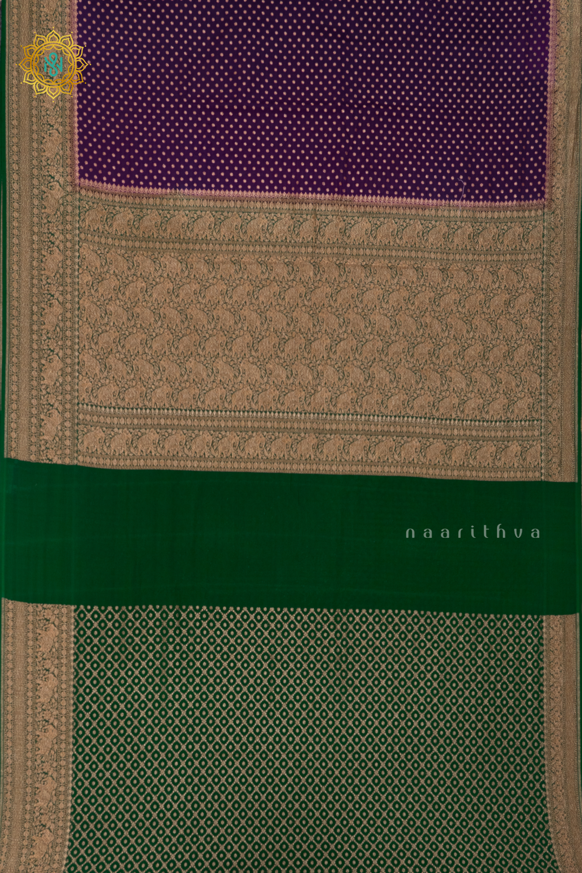 PURPLE WITH GREEN - PURE BANARASI CREPE