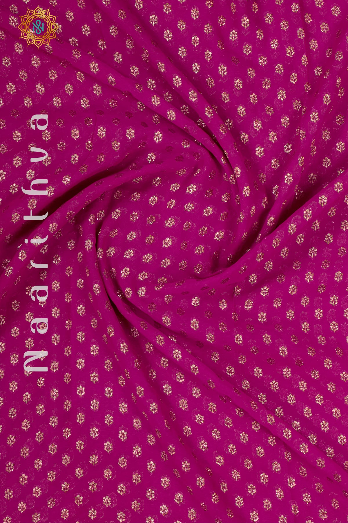 PINK WITH SKY BLUE, GREEN & BLUE - PURE HANDLOOM KHADDI GEORGETTE BANARAS