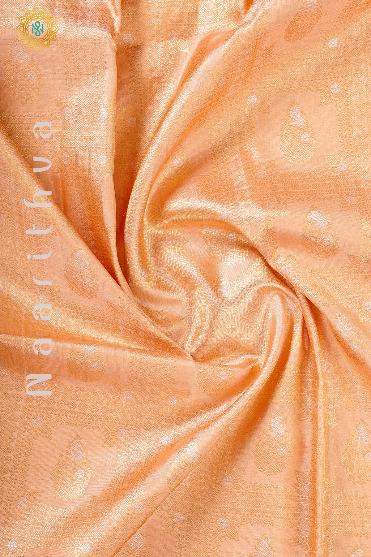 CREAMISH PEACH WITH MAGENTA - PURE KANJIVARAM SILK