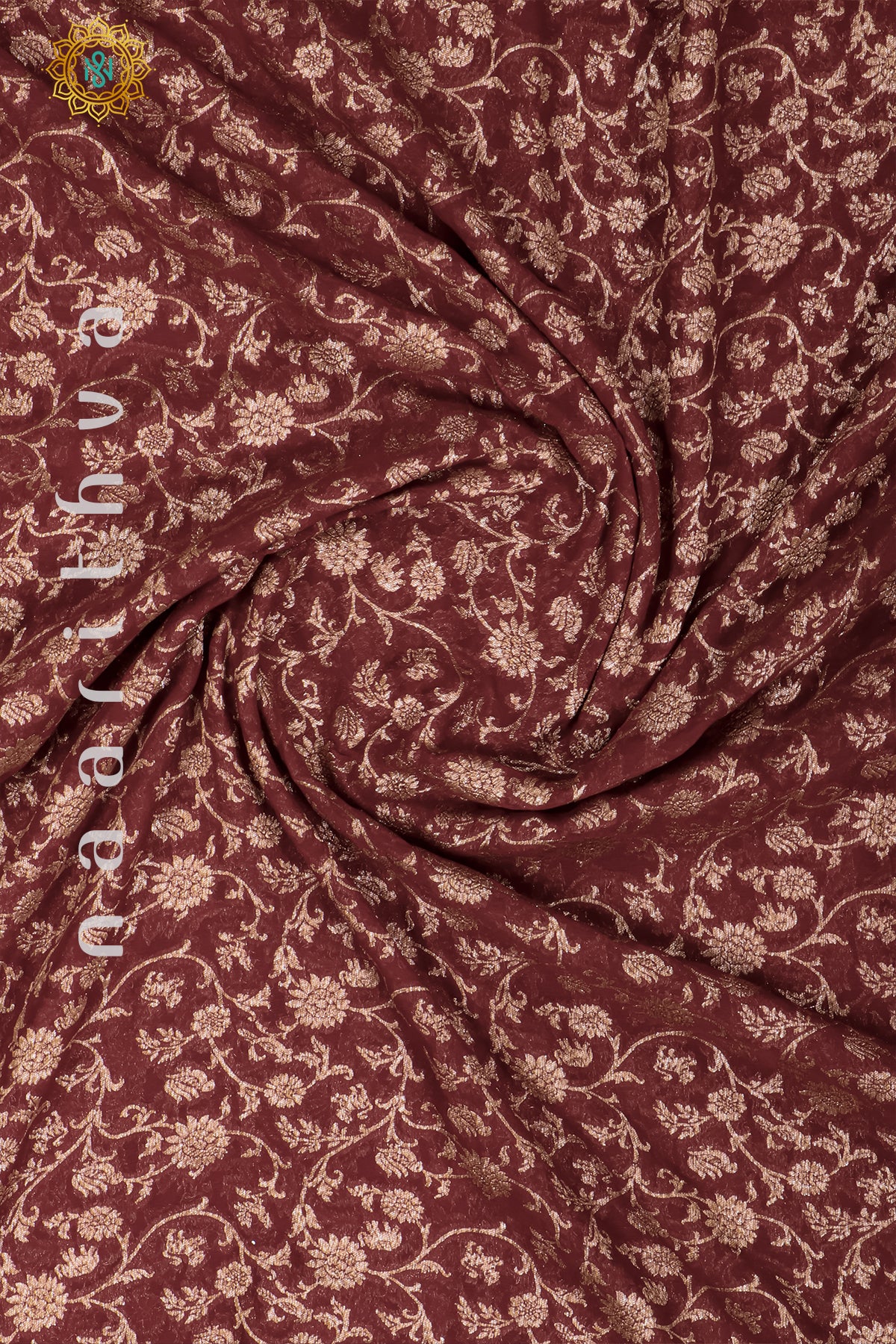 MAROON WITH NAVY BLUE - PURE HANDLOOM KHADDI GEORGETTE BANARAS