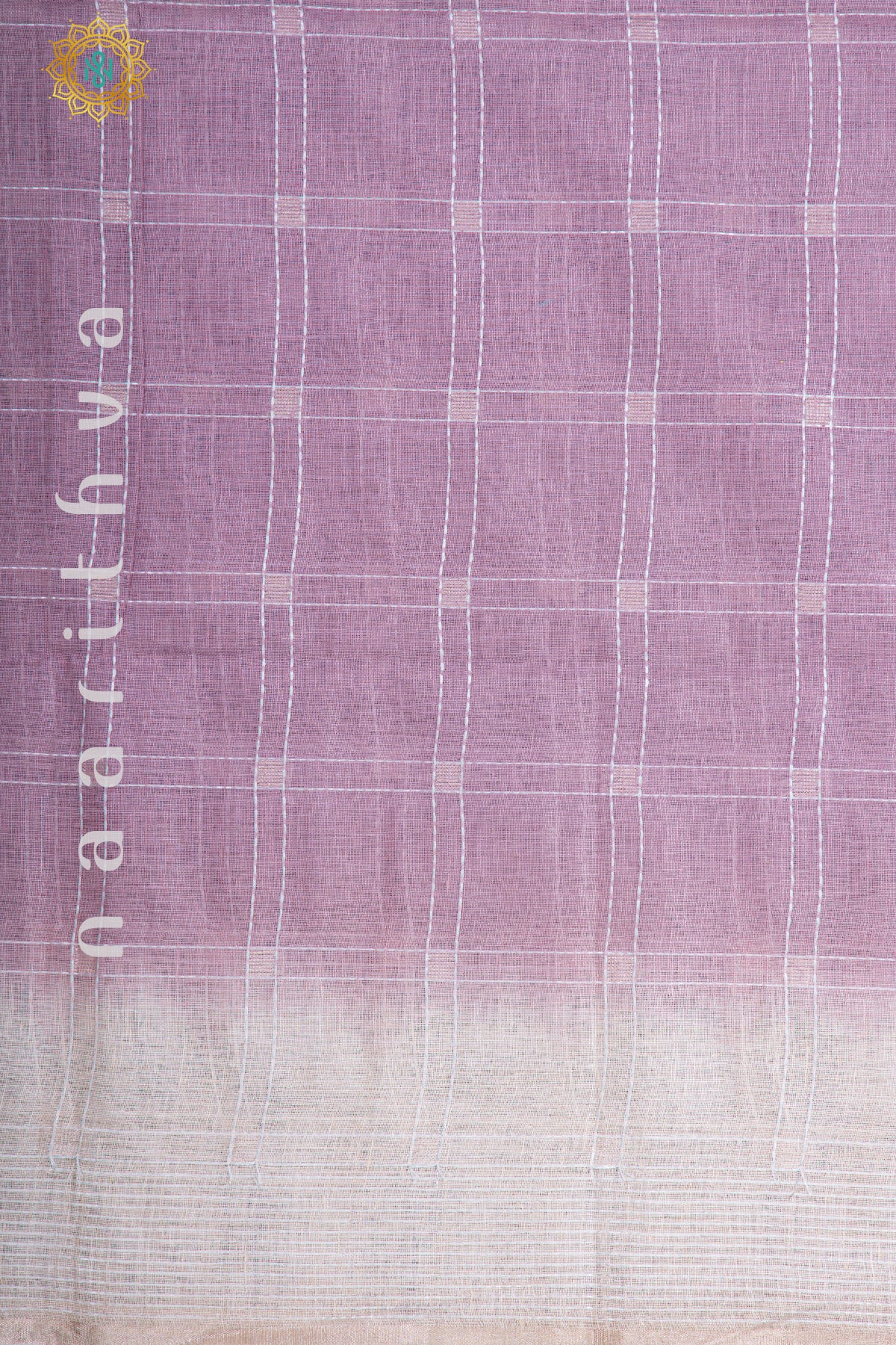 LAVENDER WITH OFF WHITE - PURE LINEN