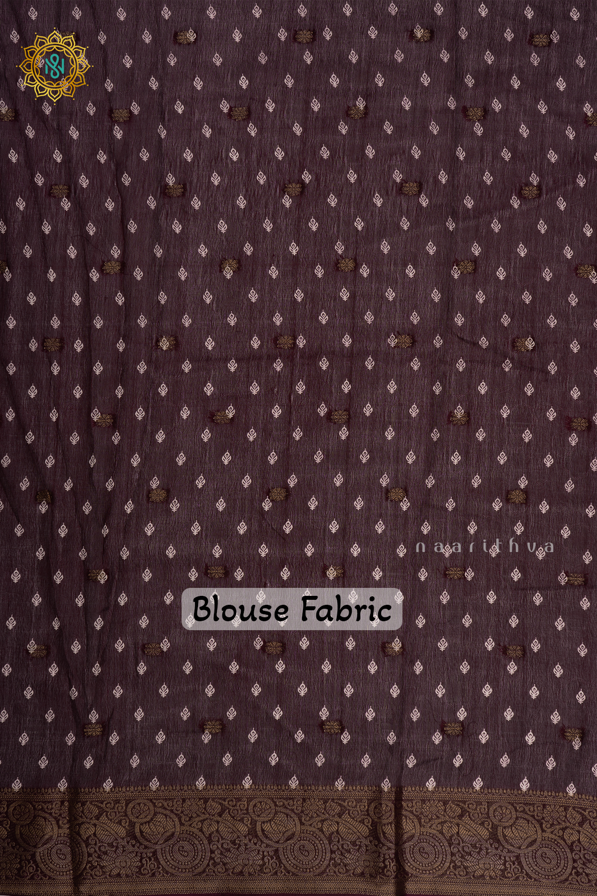 Wine Semi Georgette Saree with Zari Buttas, Printed Body and Zari Border
