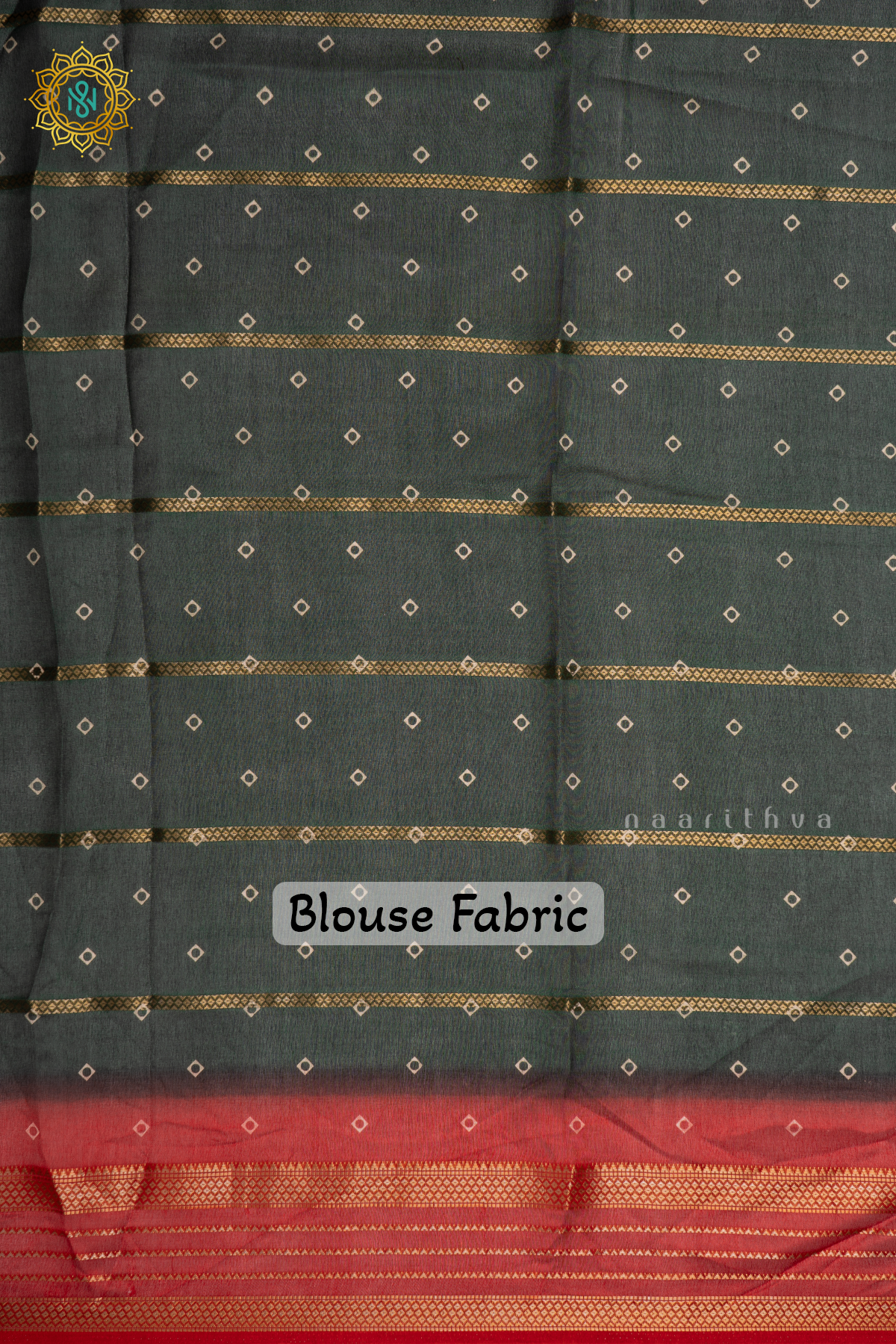 BOTTLE GREEN WITH RED - SEMI GEORGETTE
