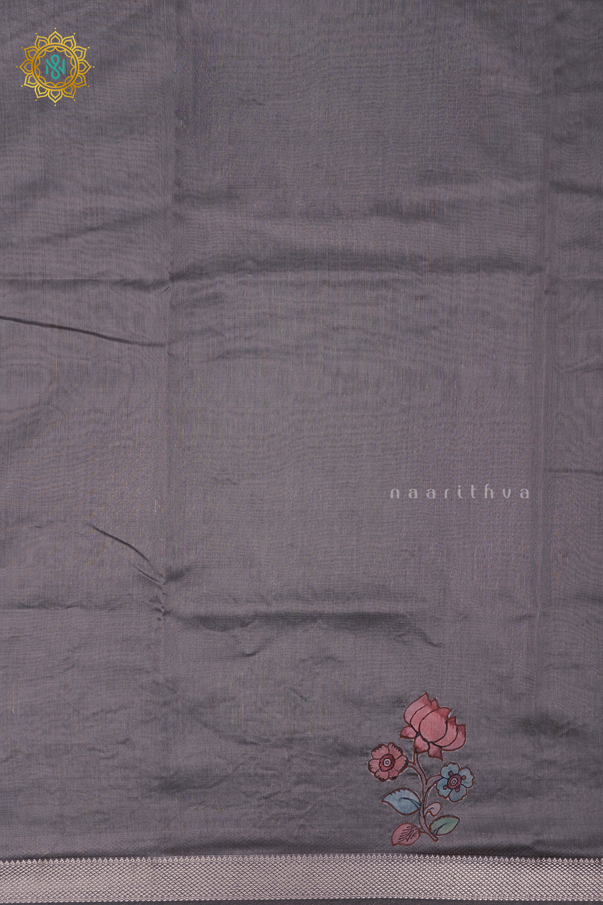 GREY - SEMI TISSUE WITH APPLIQUE WORK