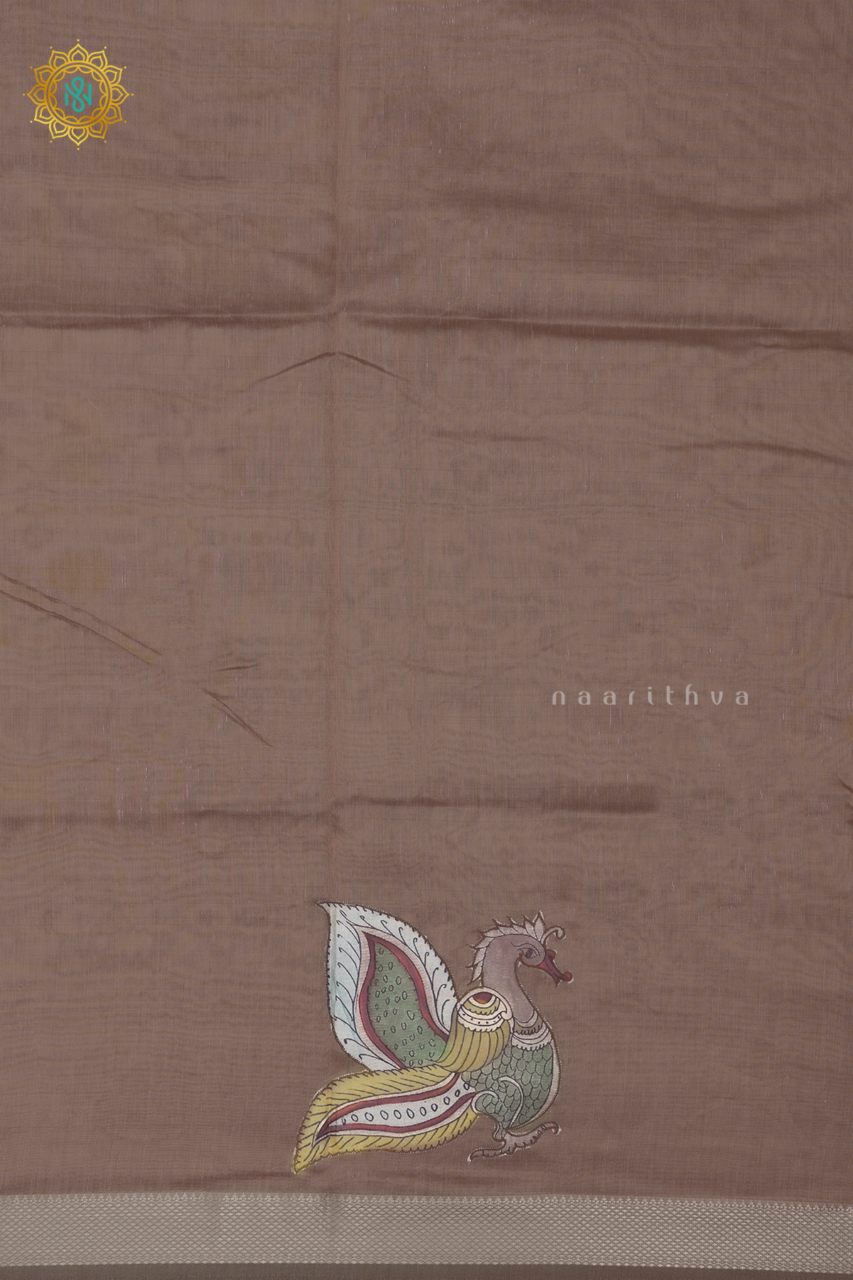 BROWN - SEMI TISSUE WITH APPLIQUE WORK