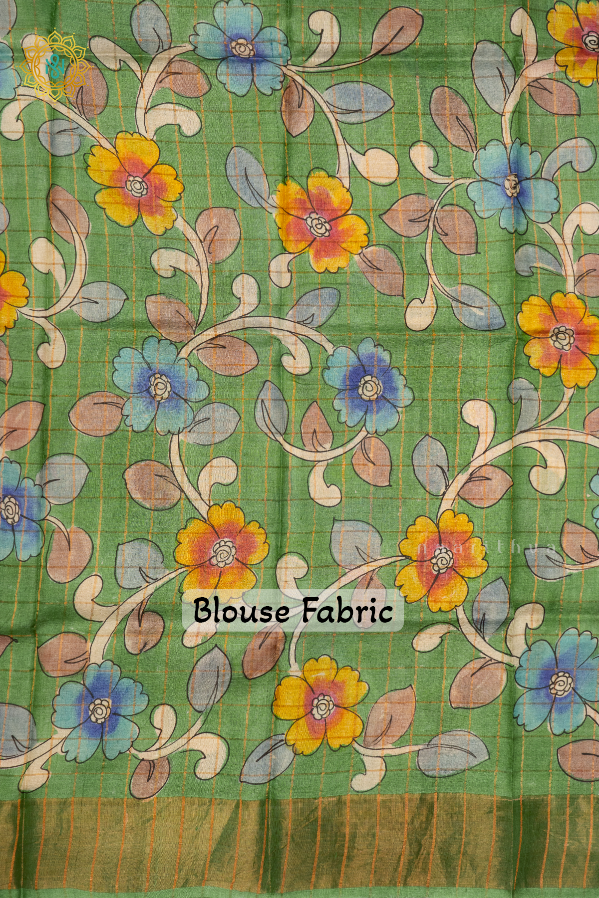 SKY BLUE WITH GREEN - PURE TUSSAR SILK