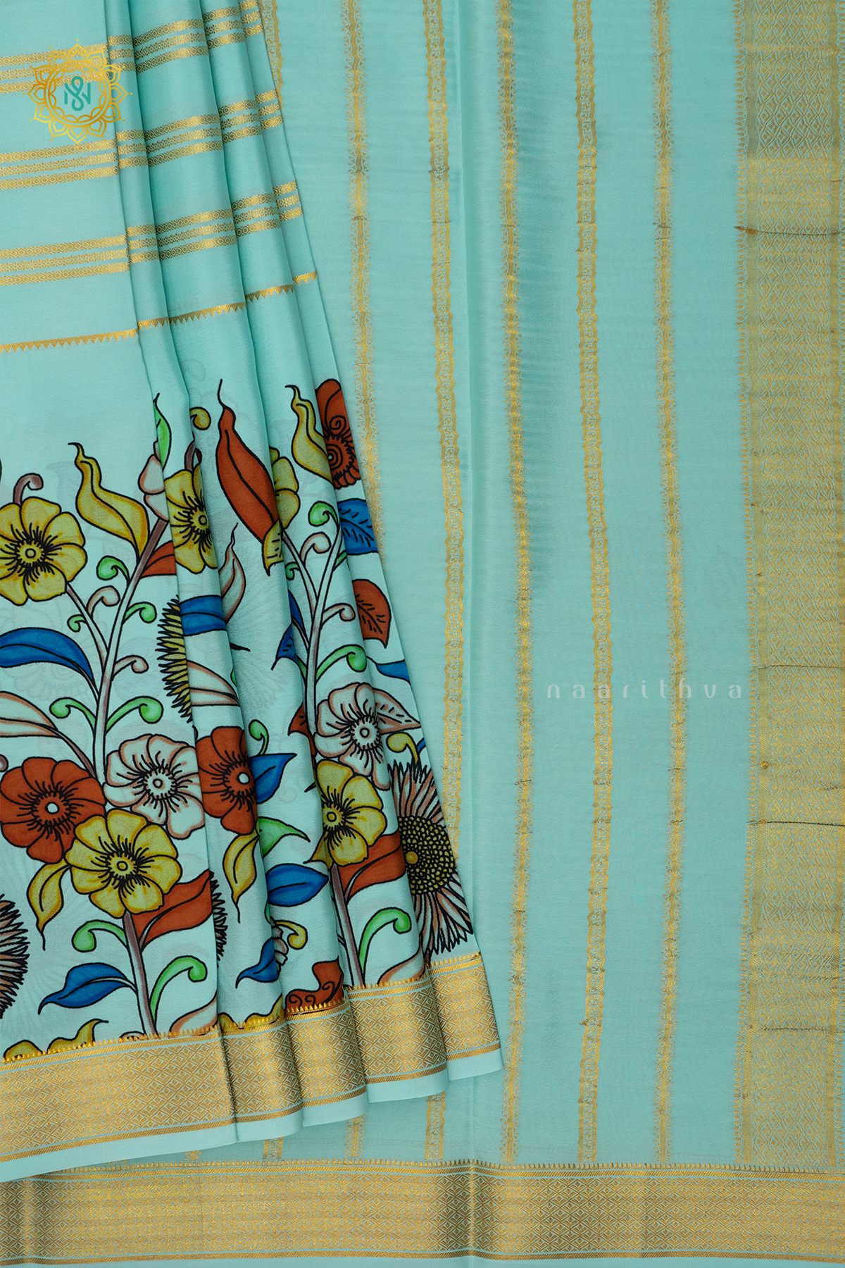 AQUA GREEN - PURE MYSORE CREPE SILK