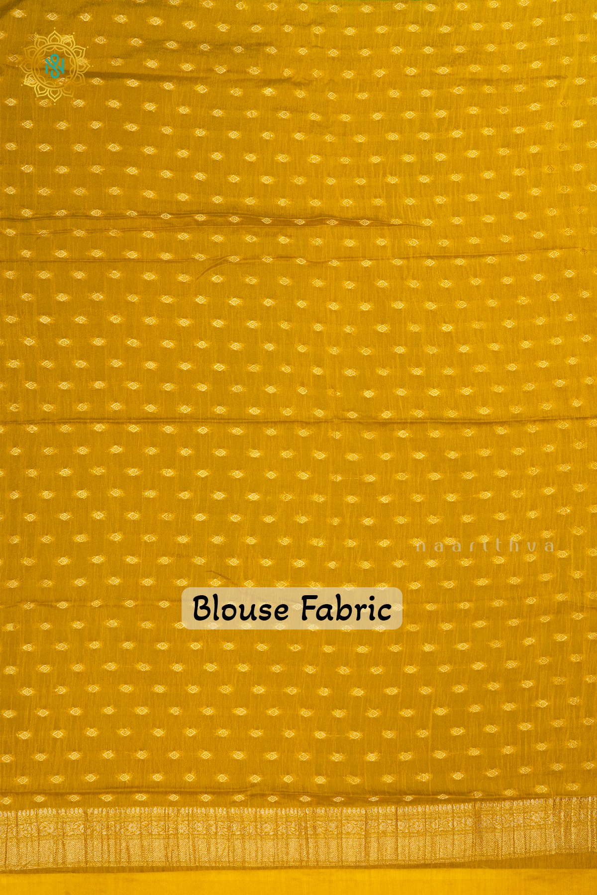 Aqua Green With Yellow Semi Crepe Georgette With Zari Woven Floral Brocade Weaves And Zari Woven Contrast Border