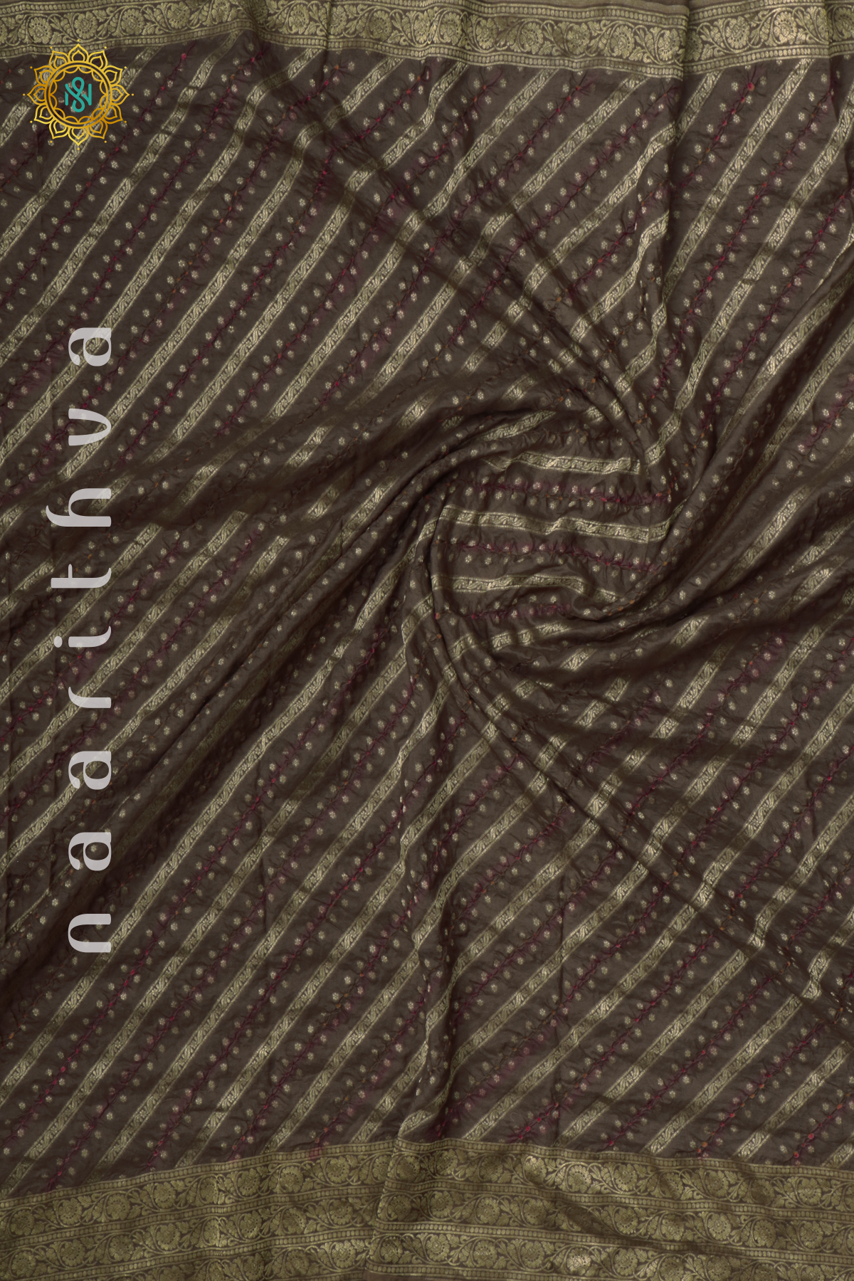 BROWN - PURE BANARASI KATAN TIE & DYE