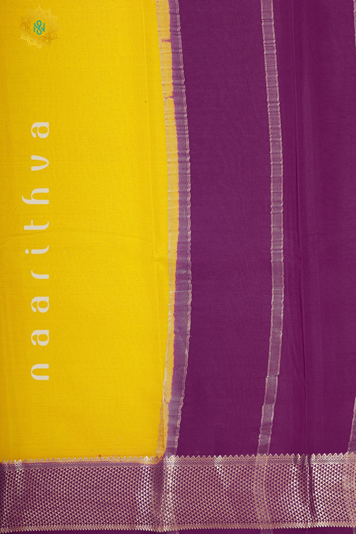 YELLOW WITH WINE - PURE MYSORE CREPE SILK