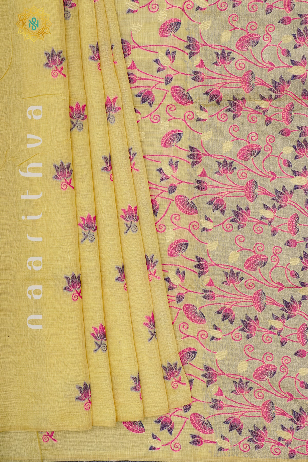 YELLOW WITH PINK - MOONGA COTTON