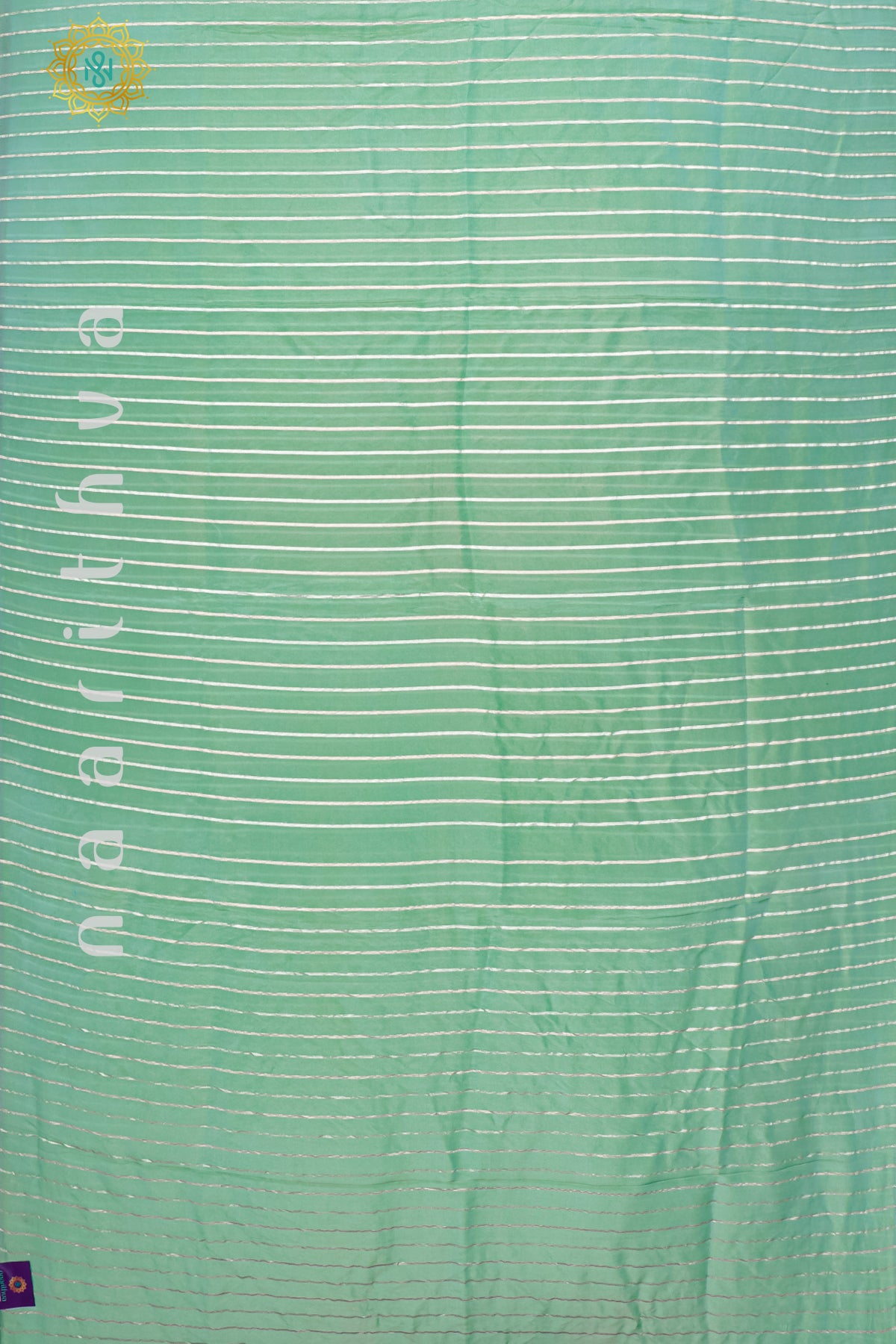 AQUA GREEN WITH NAVY BLUE - TISSUE ORGANZA