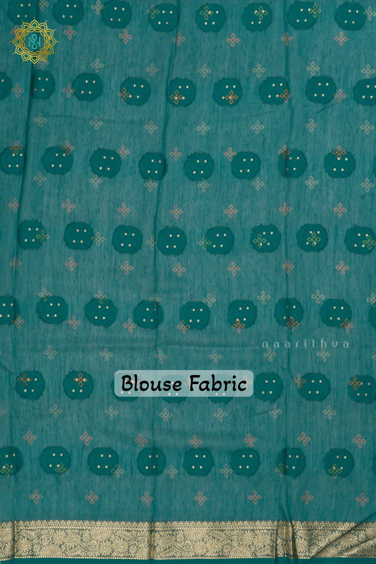 CYAN GREEN - SEMI GEORGETTE PRINTED BODY WITH ZARI BORDER