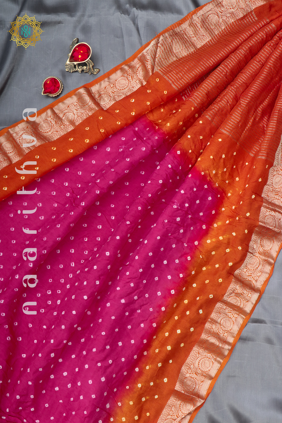 PINK WITH ORANGE - DOLA SILK