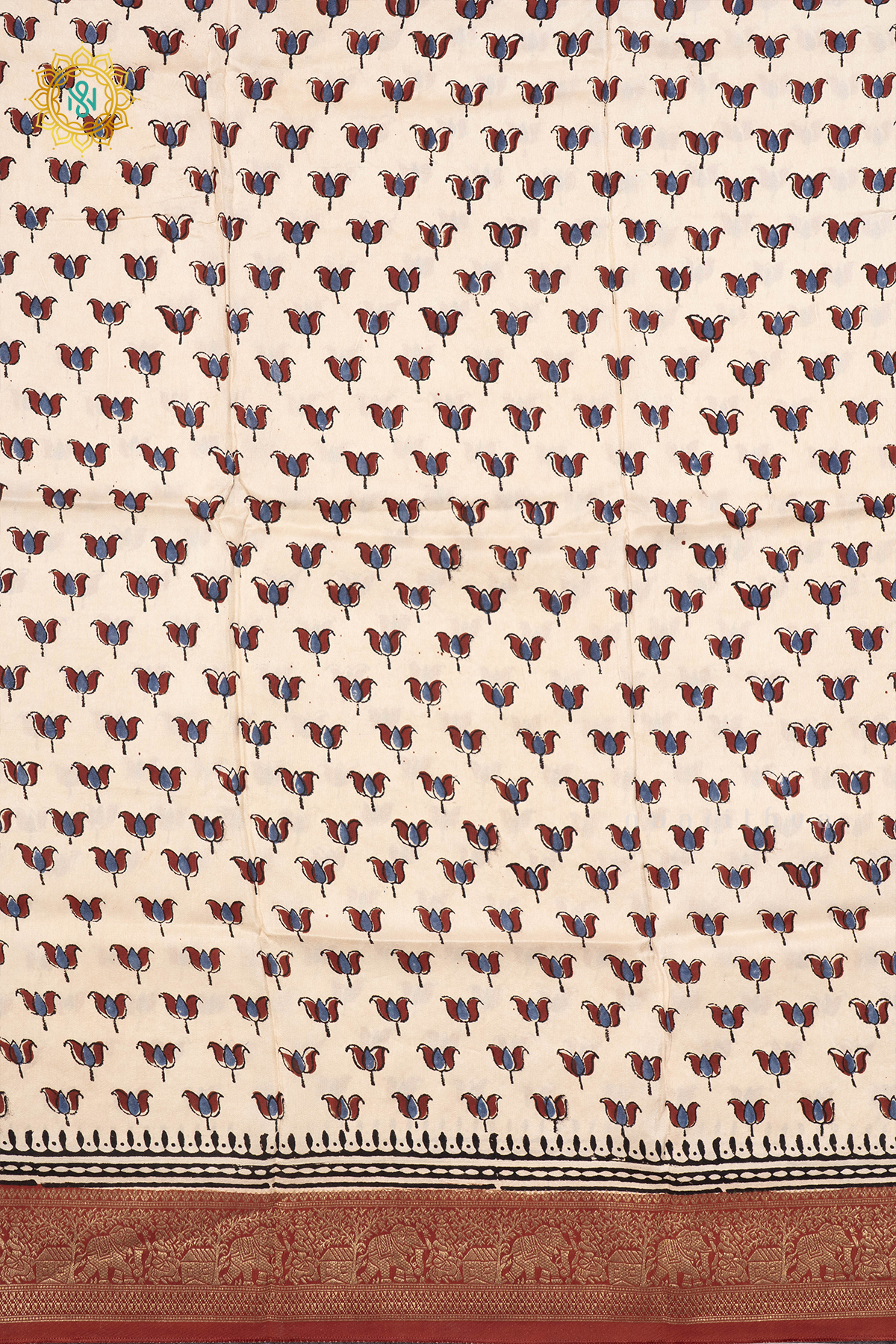 WHITE WITH RUST ORANGE - DOLA SILK